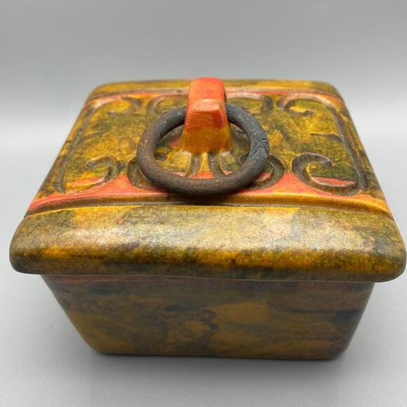 Bagni Orange Sea Garden Box Metal Pull,Bagni For Raymor,Ceramic Trinket Box MCM - Picture 1 of 10